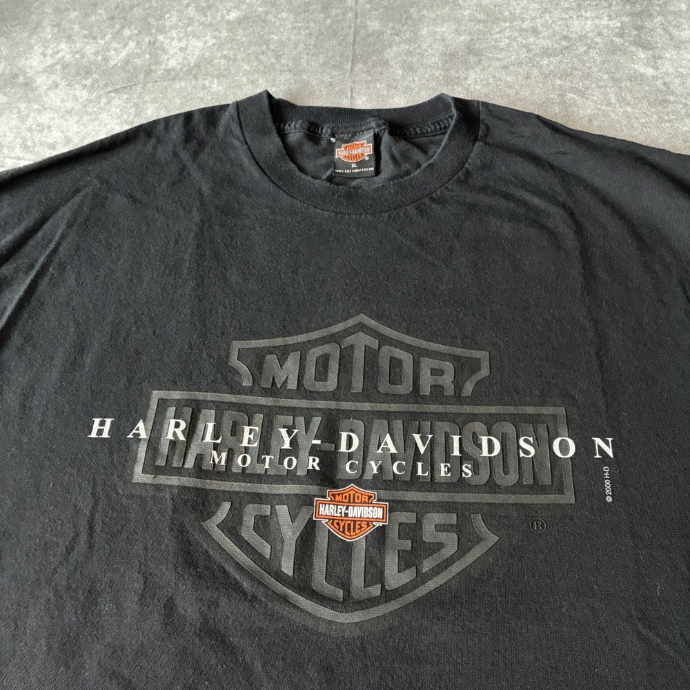 Vintage Harley Davidson Laughlin Run 20th Anniversary T-Shirt Faded Black XL